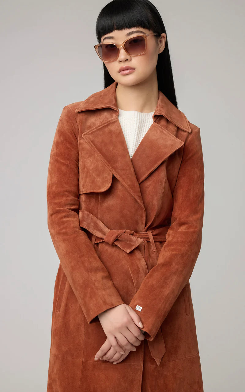 soia & kyo suede brown long jacket