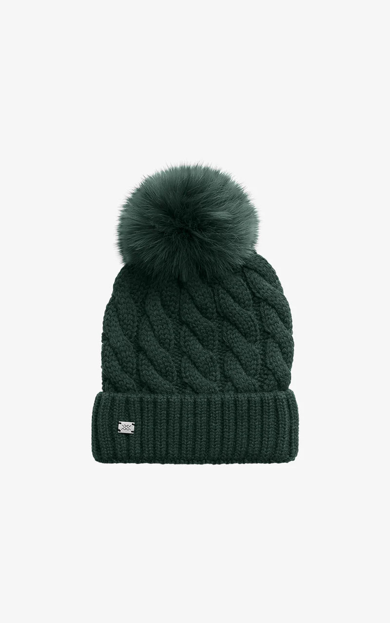 Soia & Kyo Green Knit Pom Beanie