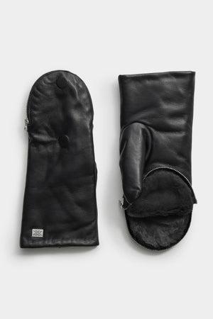 Betrice Leather Mitten - Black