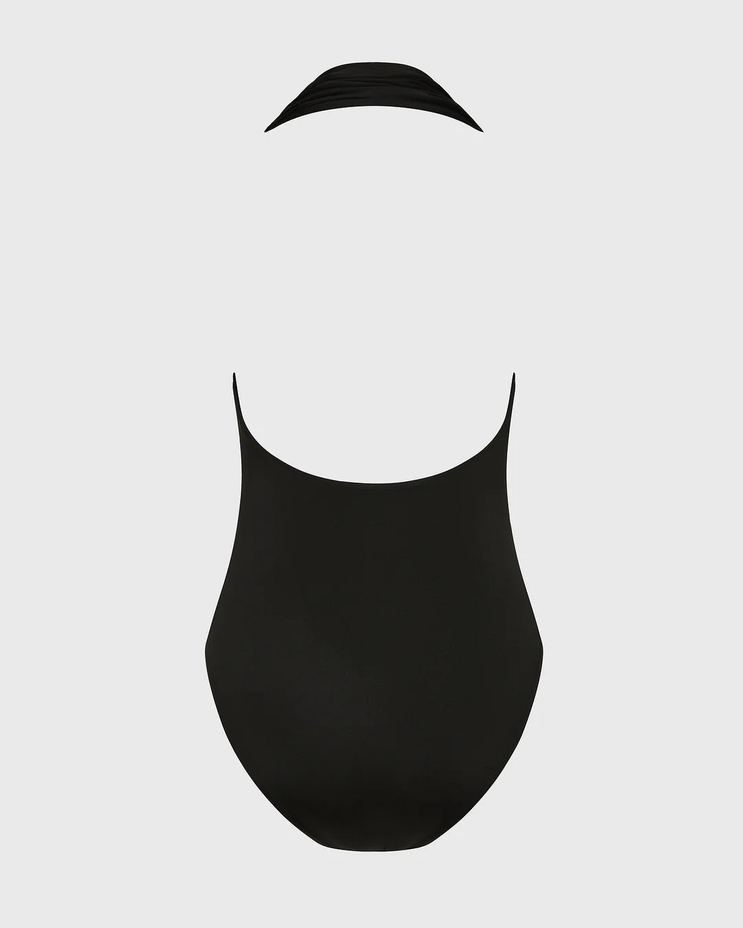 Black swimsuit on a light gray background