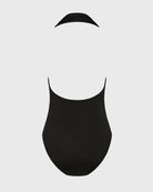 Black swimsuit on a light gray background