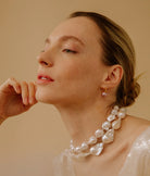 Lizzie Fortunato white baroque pearl chocker necklace