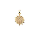 Gold pendant with 'Balance' engraved on a white background