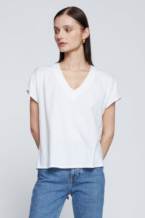 Cloud Jersey V-Neck Tee White