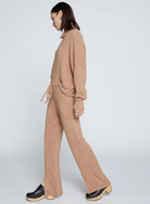 stateside tan wool front slit lounge pants