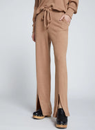 stateside tan wool front slit lounge pants