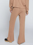 stateside tan wool front slit lounge pants