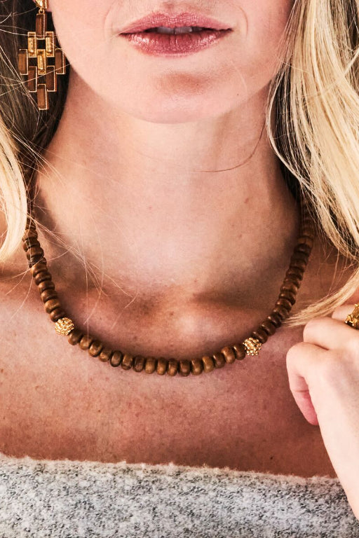 Capucine De Wulf teak beaded necklace