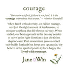 Motivational quote about courage from Winston Churchill with a dandelion graphic on a white background.