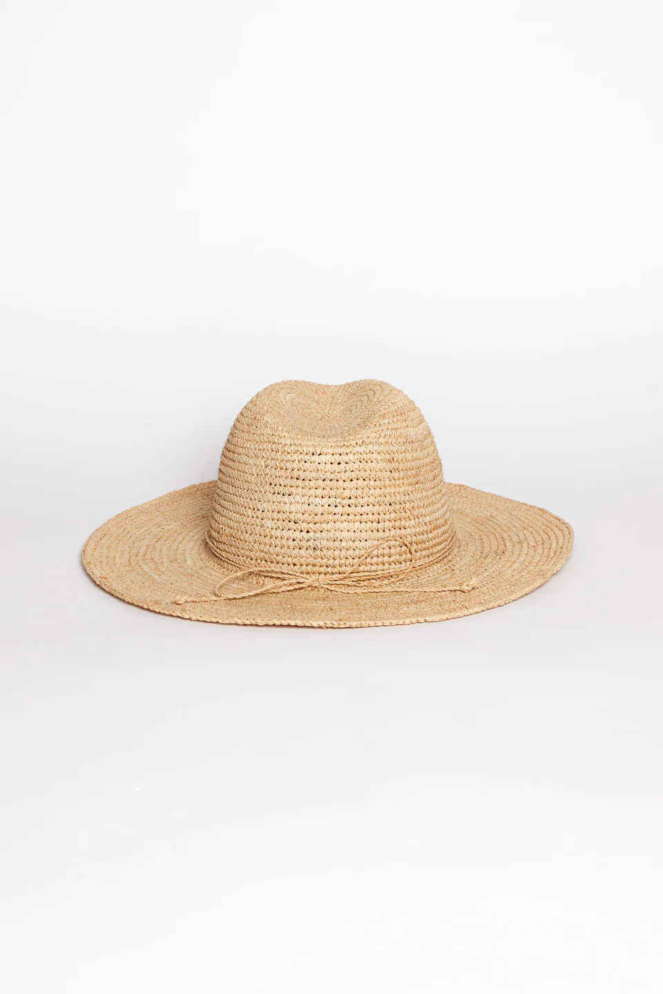 Beige straw hat on a white background