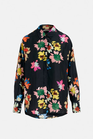Floral Silk Shirt - Black