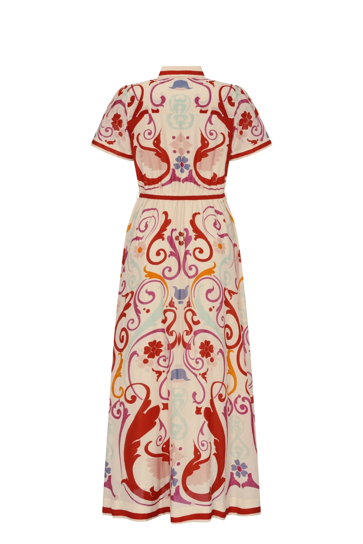 Decorative dress with intricate patterns on a white background