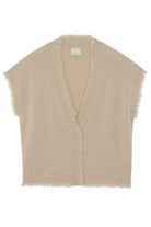 Beige fringe vest on a white background