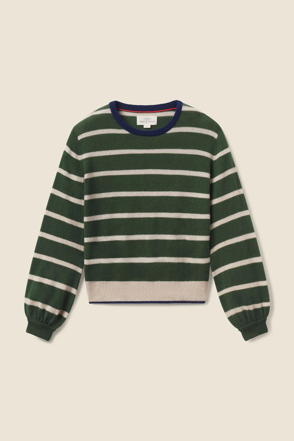 Trovata Green and Beige Striped Wool Sweater