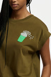Faustina Embroidered T-Shirt Pine Forest