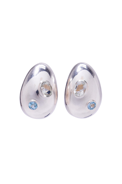Mini Arp Earrings in Studded Silver