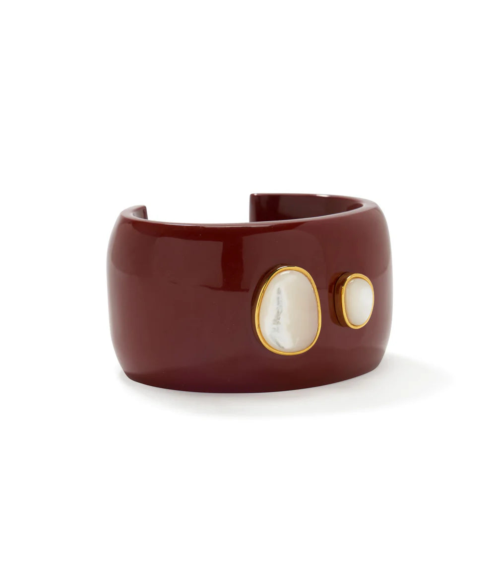 Lizzie Fortunato Wide chestnut-brown resin bangle