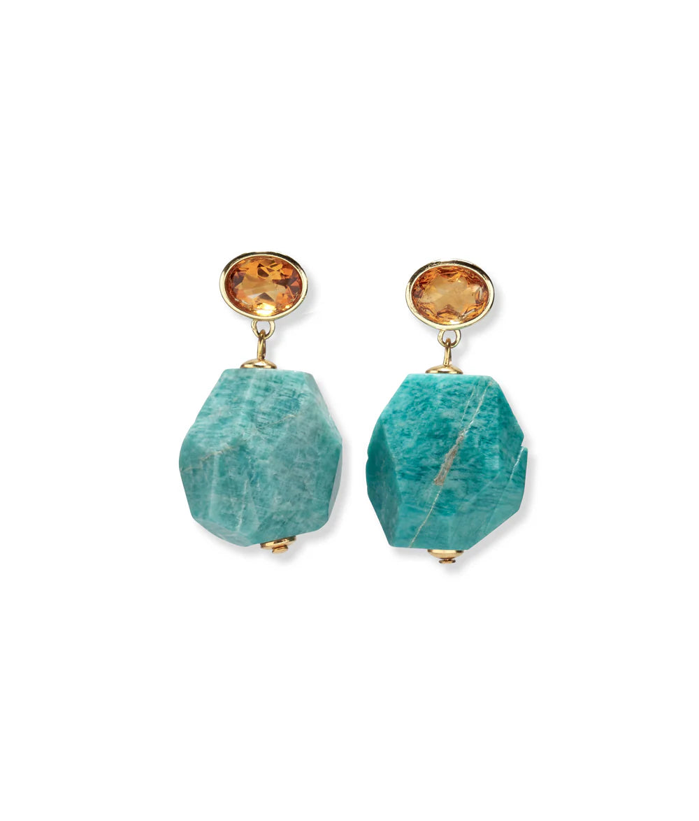 lizzie fortunato citrine amazonite stone earrings