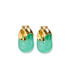 Lizzie Fortunato jade green resin gold hoop earrings