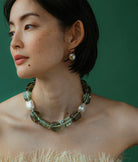 lizzie fortunato green glass and pearl choker necklace