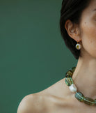 lizzie fortunato green glass and pearl choker necklace