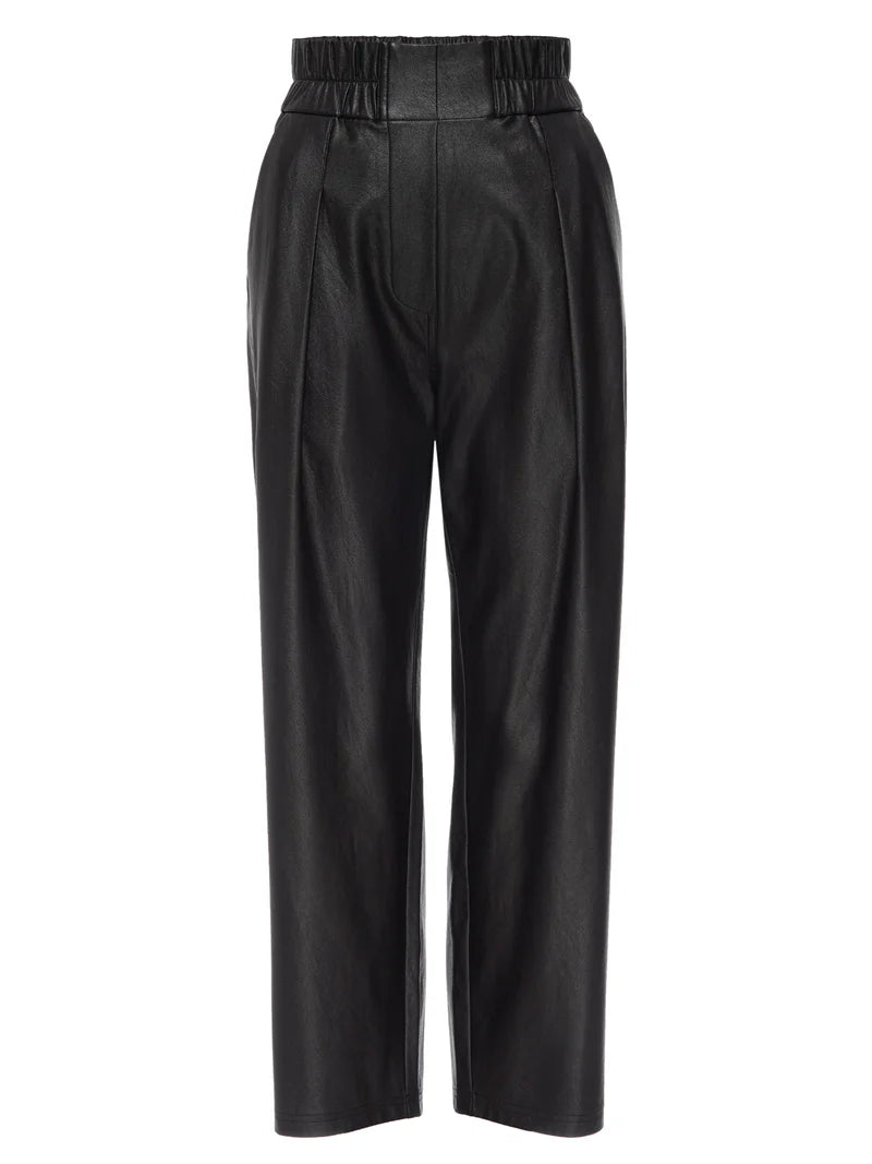 Brochu Walker black faux leather cropped pants