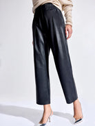 Brochu Walker black faux leather cropped pants