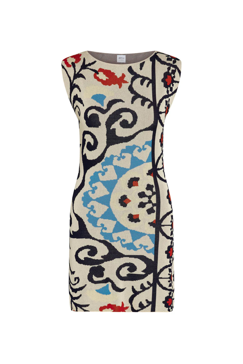 Decorative sleeveless dress with intricate patterns on a white background