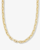 Gold chain necklace on a white background