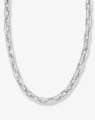 Silver chain necklace on a white background