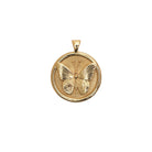 Gold butterfly pendant on a white background