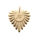 Gold pendant with 'JW' initials on a white background