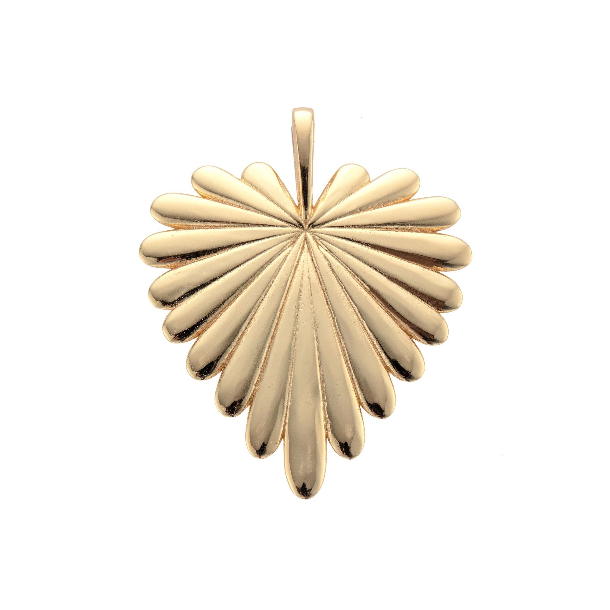 Gold pendant with a starburst design on a white background