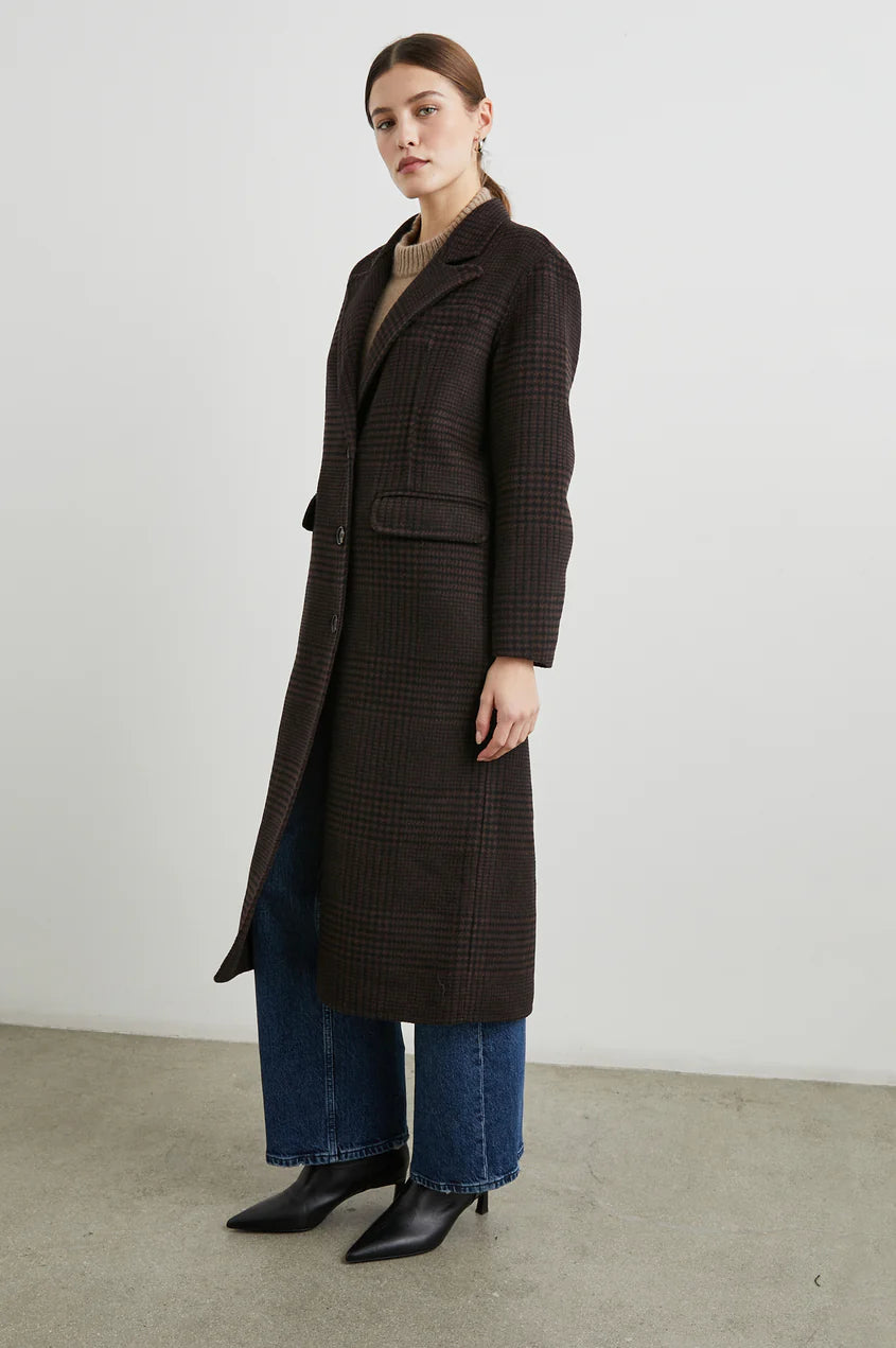 Rails Brown Plaid Long Wool Jacket