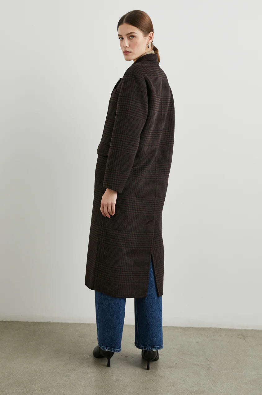 Rails Brown Plaid Long Wool Jacket