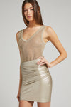 Mila Vegan Leather Skirt- Pale Gold