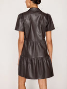 Brochu Walker black faux leather flowy mini dress 