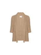Beige knitted cardigan on a white background