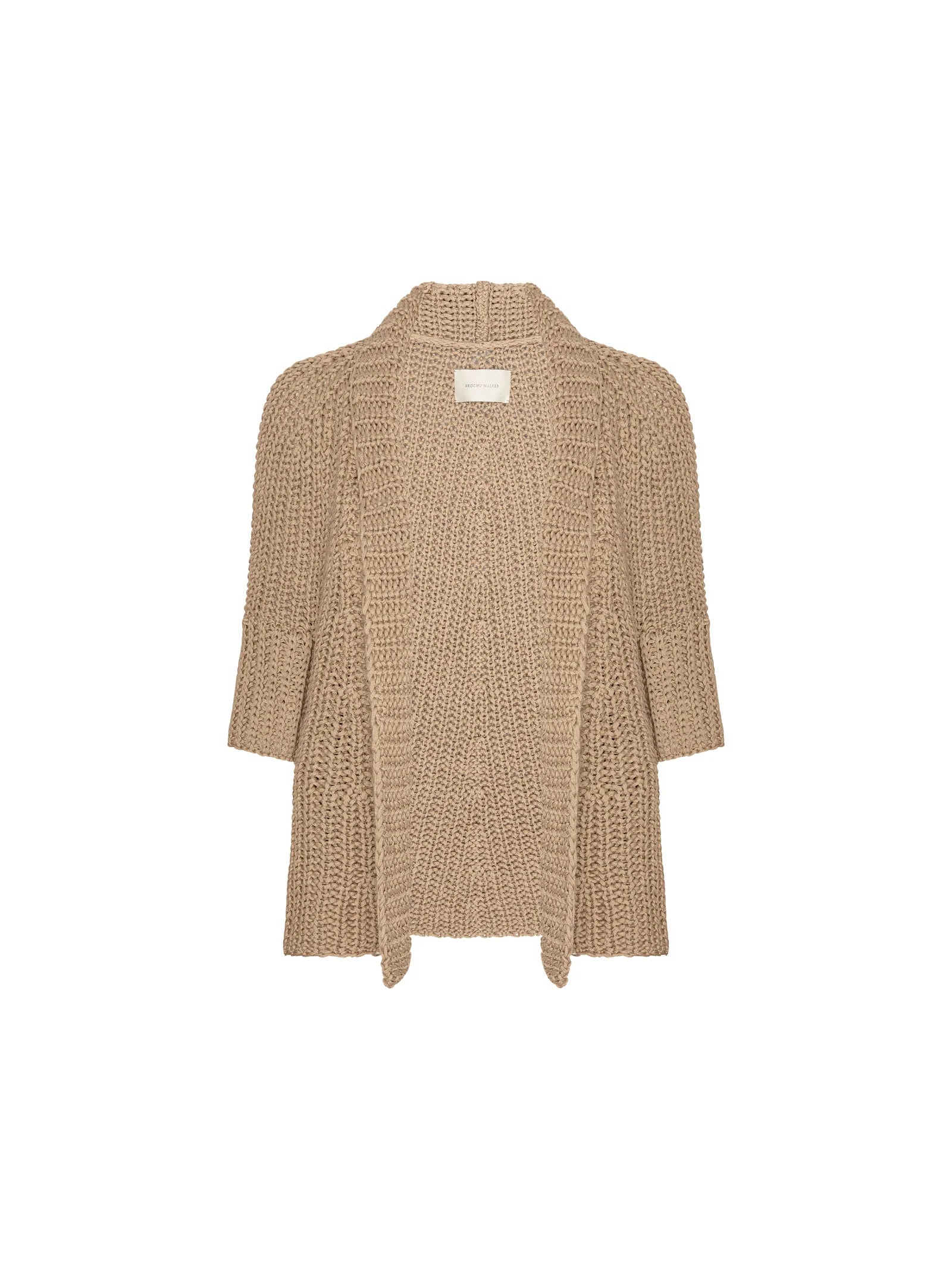 Beige knitted cardigan on a white background