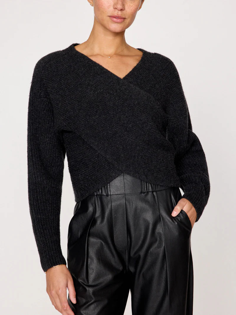 Brochu Walker Black wool wrap sweater