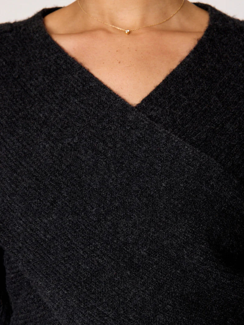 Brochu Walker Black wool wrap sweater