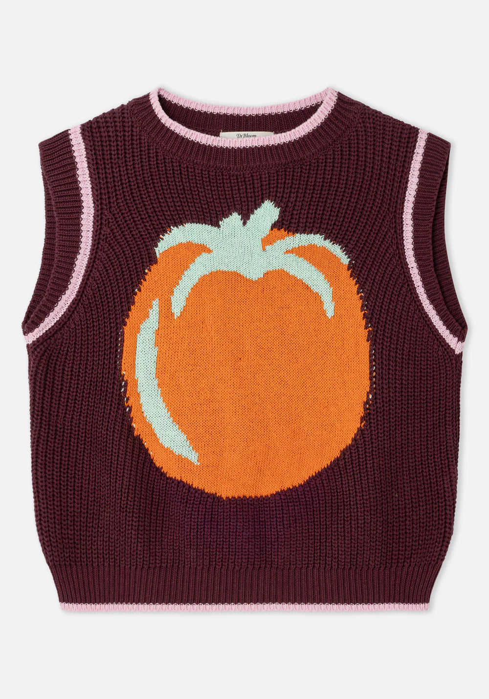 Knitted vest with a pumpkin design on a white background