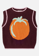 Knitted vest with a pumpkin design on a white background