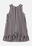 Striped dress with ruffled hem on a white background