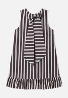 Striped dress with a bow detail on a white background