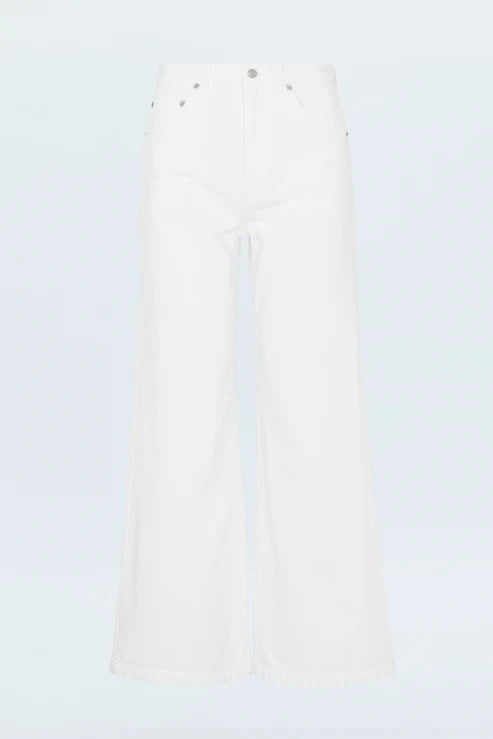 White cylindrical object with a central blue light on a white background