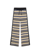Striped pants with a drawstring on a white background