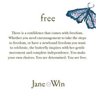 Motivational quote with a butterfly illustration and 'Jane Win' branding on a white background