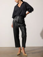 Brochu Walker black faux leather cropped pants