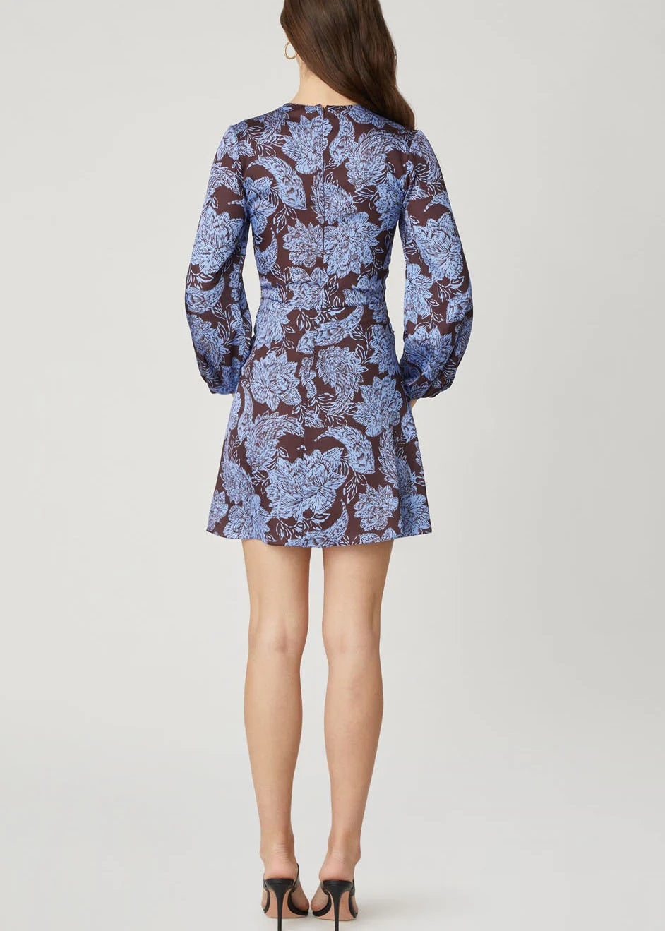 shoshanna blue and brown floral wrap dress